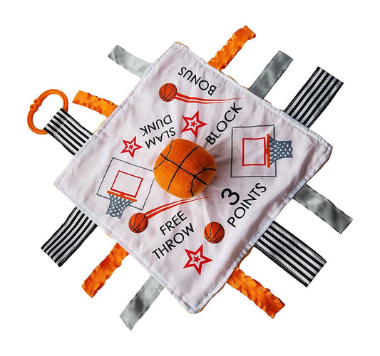 Basketball Baby Learning Lovey Tag Stroller Toy 10" x 10" - Tiny Tots Boutique