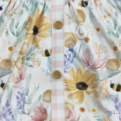 Bee Floral Girls Dress - Tiny Tots Boutique