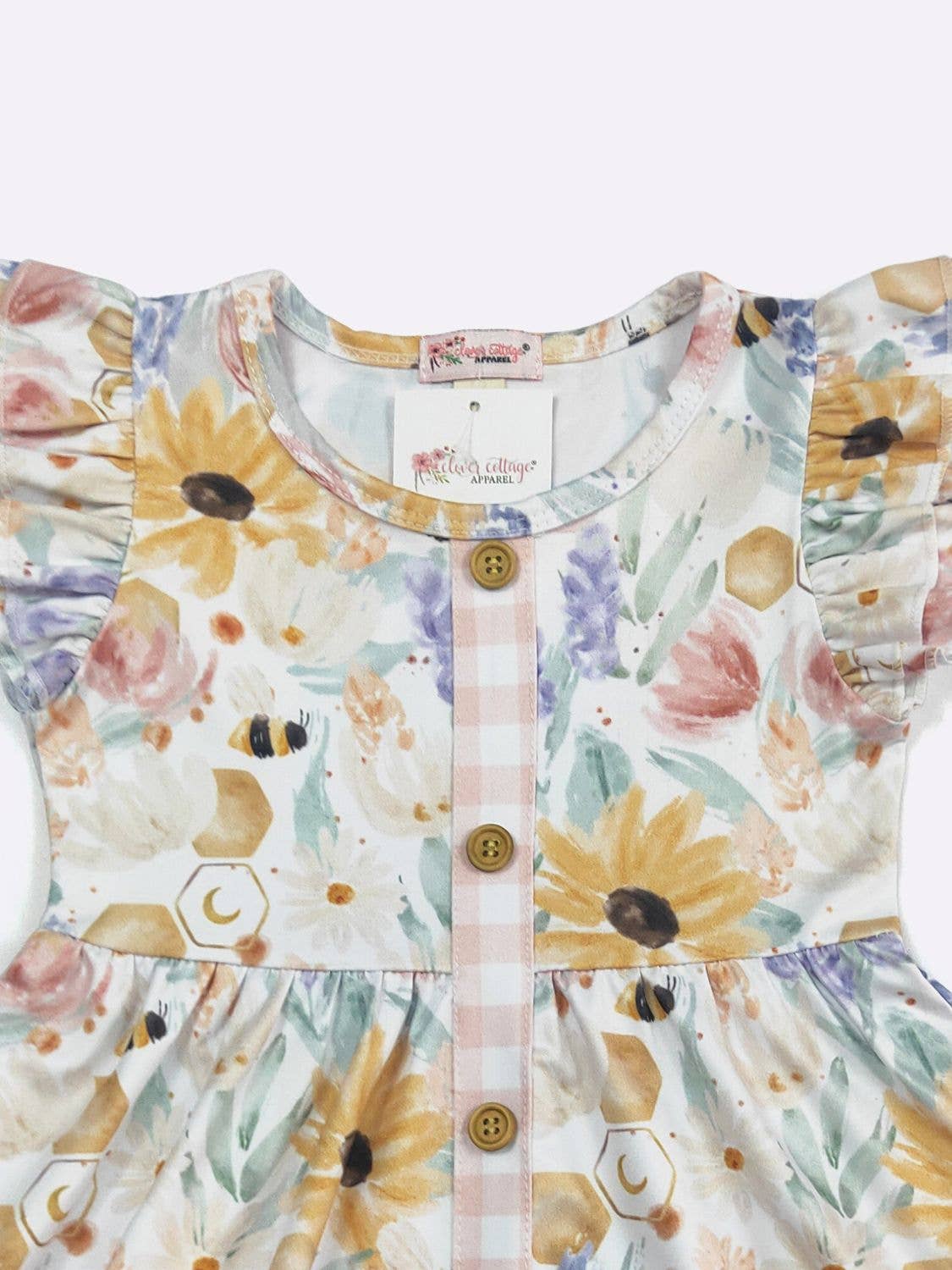 Bee Floral Girls Dress - Tiny Tots Boutique
