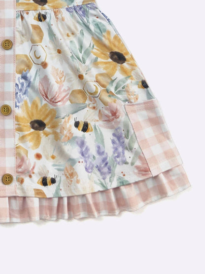 Bee Floral Girls Dress - Tiny Tots Boutique