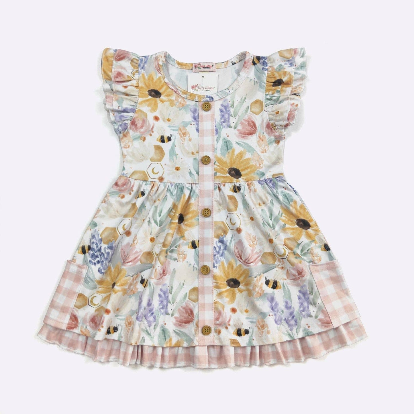 Bee Floral Girls Dress - Tiny Tots Boutique