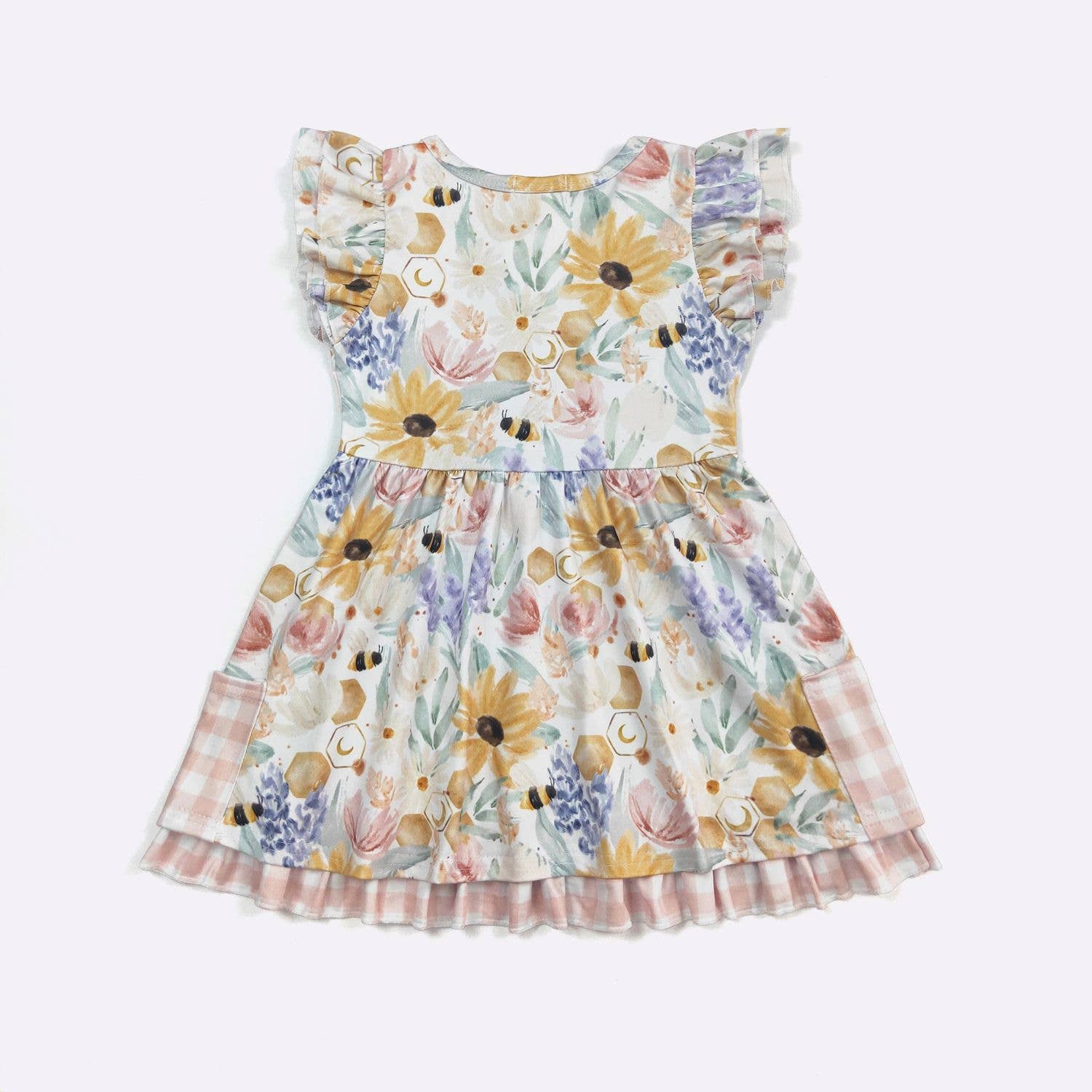Bee Floral Girls Dress - Tiny Tots Boutique