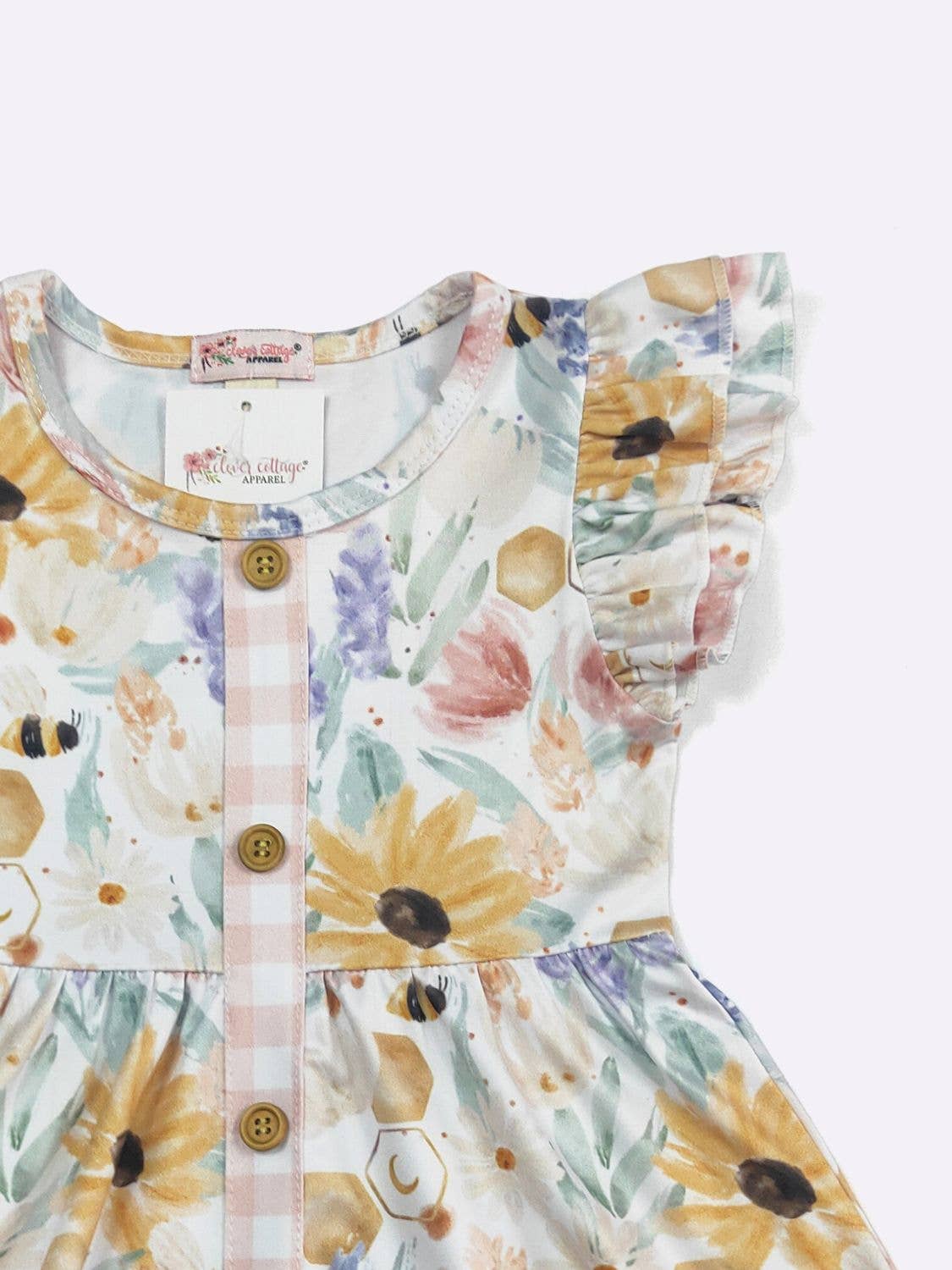 Bee Floral Girls Dress - Tiny Tots Boutique