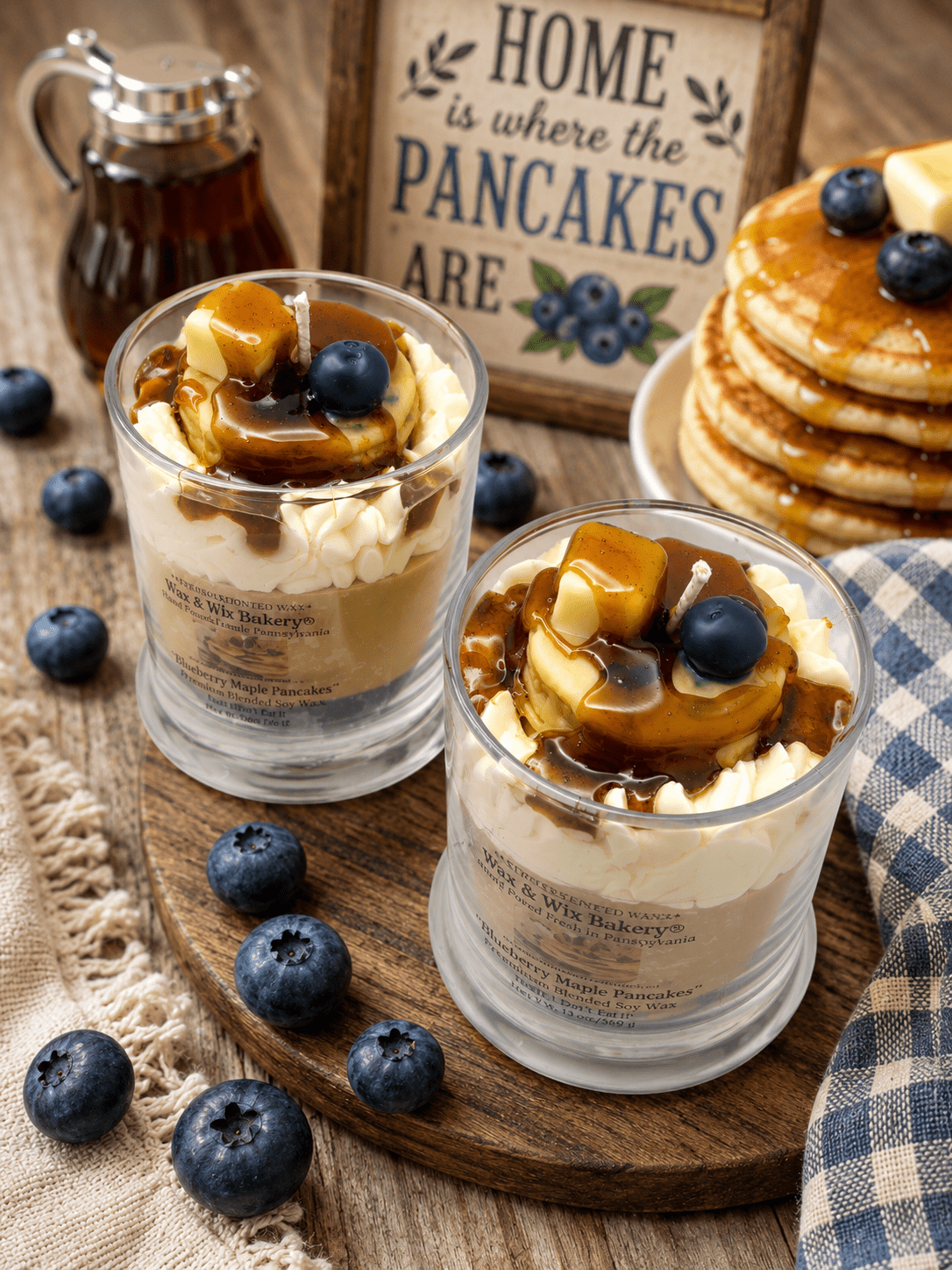 Blueberry Maple Pancakes Candle. 13 oz. Large Dessert Candle - Tiny Tots Boutique