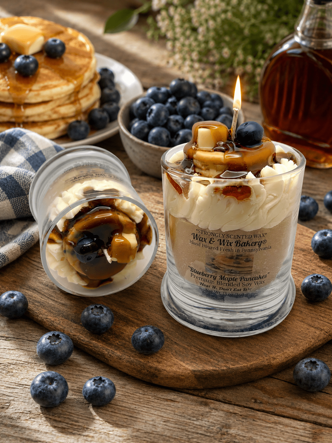 Blueberry Maple Pancakes Candle. 13 oz. Large Dessert Candle - Tiny Tots Boutique
