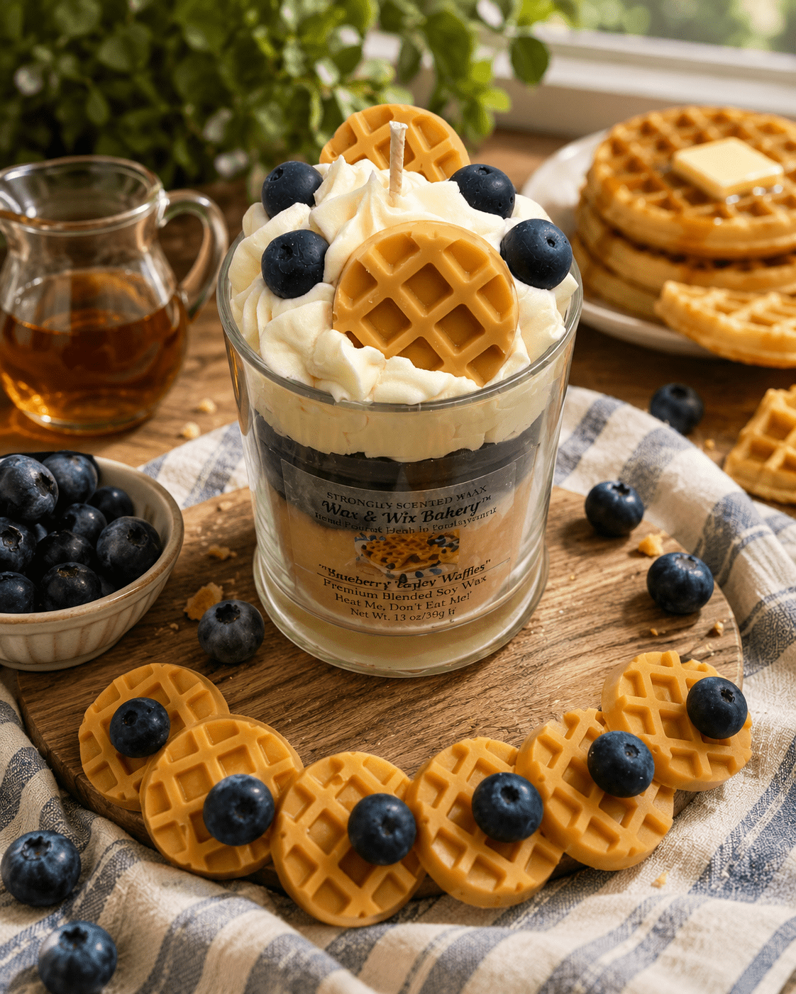 Blueberry Maple Waffle Candle. 13 oz. Large Dessert Candle - Tiny Tots Boutique