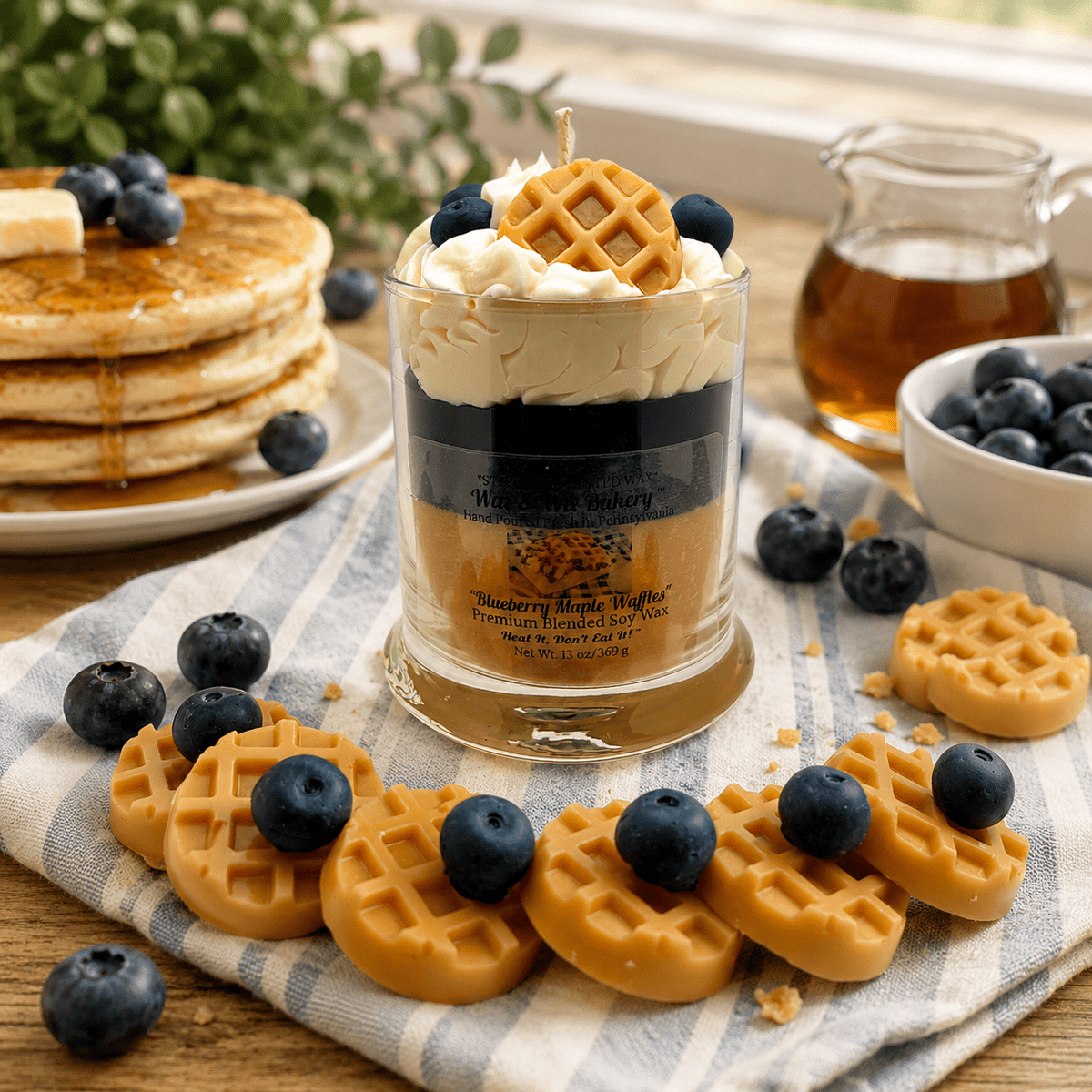 Blueberry Maple Waffle Candle. 13 oz. Large Dessert Candle - Tiny Tots Boutique