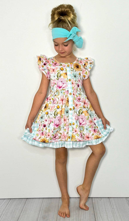 Butterfly Garden Girls Dress - Tiny Tots Boutique