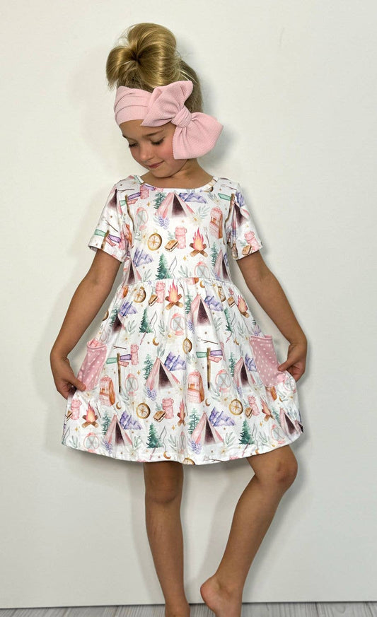 Camping Girls Dress - Tiny Tots Boutique