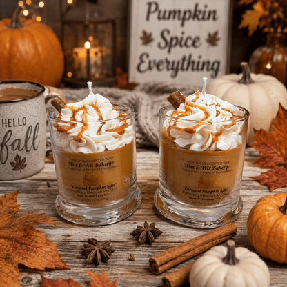 Caramel Pumpkin Latte Candle. 13 oz. Large Soy Drink Candle. - Tiny Tots Boutique