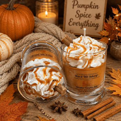 Caramel Pumpkin Latte Candle. 13 oz. Large Soy Drink Candle. - Tiny Tots Boutique