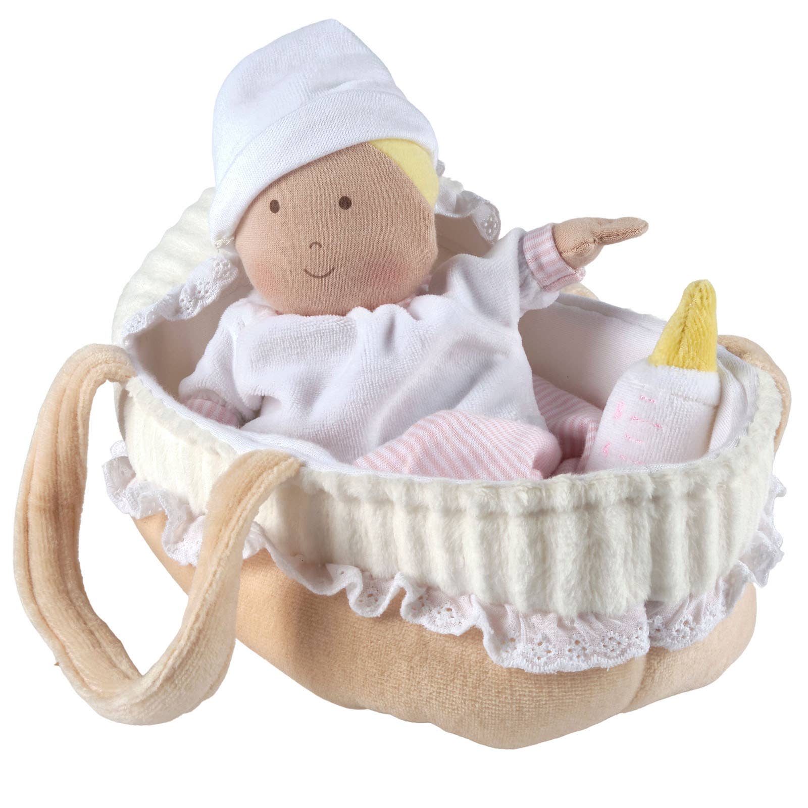 Carry Cot with Baby Grace, Bottle & Blanket - Tiny Tots Boutique