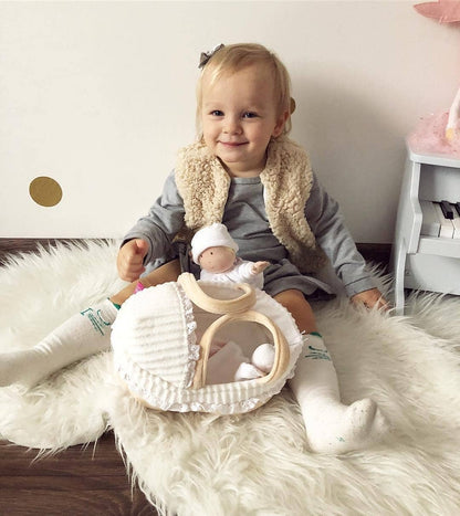 Carry Cot with Baby Grace, Bottle & Blanket - Tiny Tots Boutique