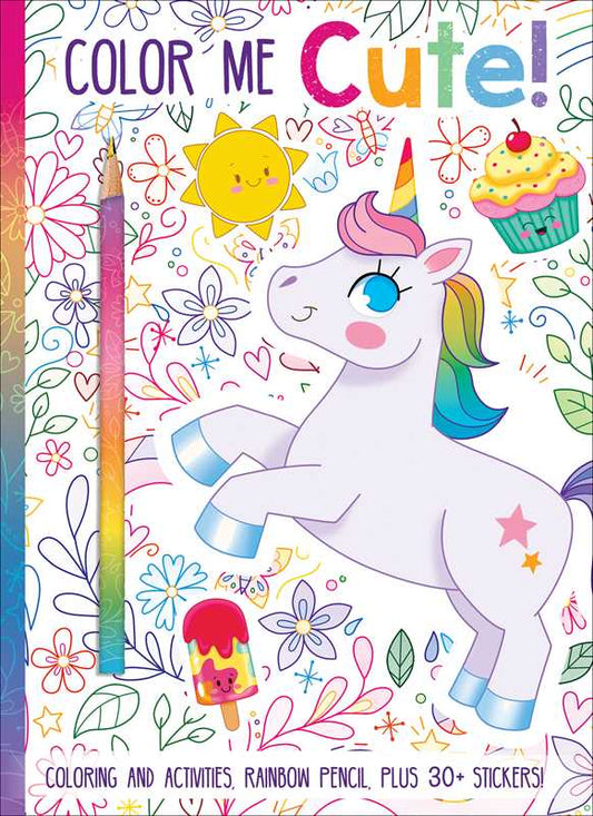 Color Me Cute! Coloring Book with Rainbow Pencil by - Tiny Tots Boutique