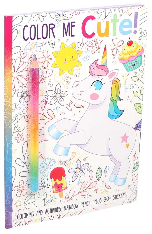Color Me Cute! Coloring Book with Rainbow Pencil by - Tiny Tots Boutique