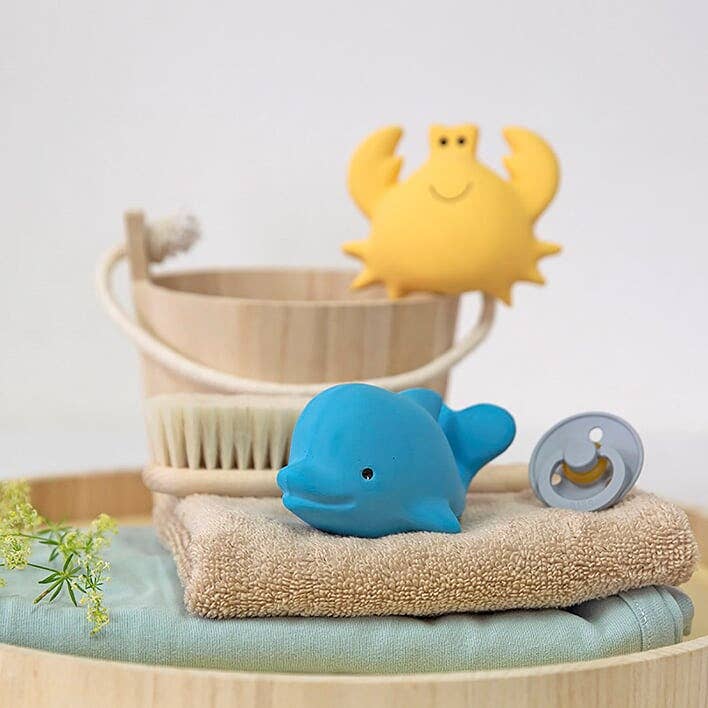 Crab Natural Organic Rubber Teether, Rattle & Bath Toy - Tiny Tots Boutique