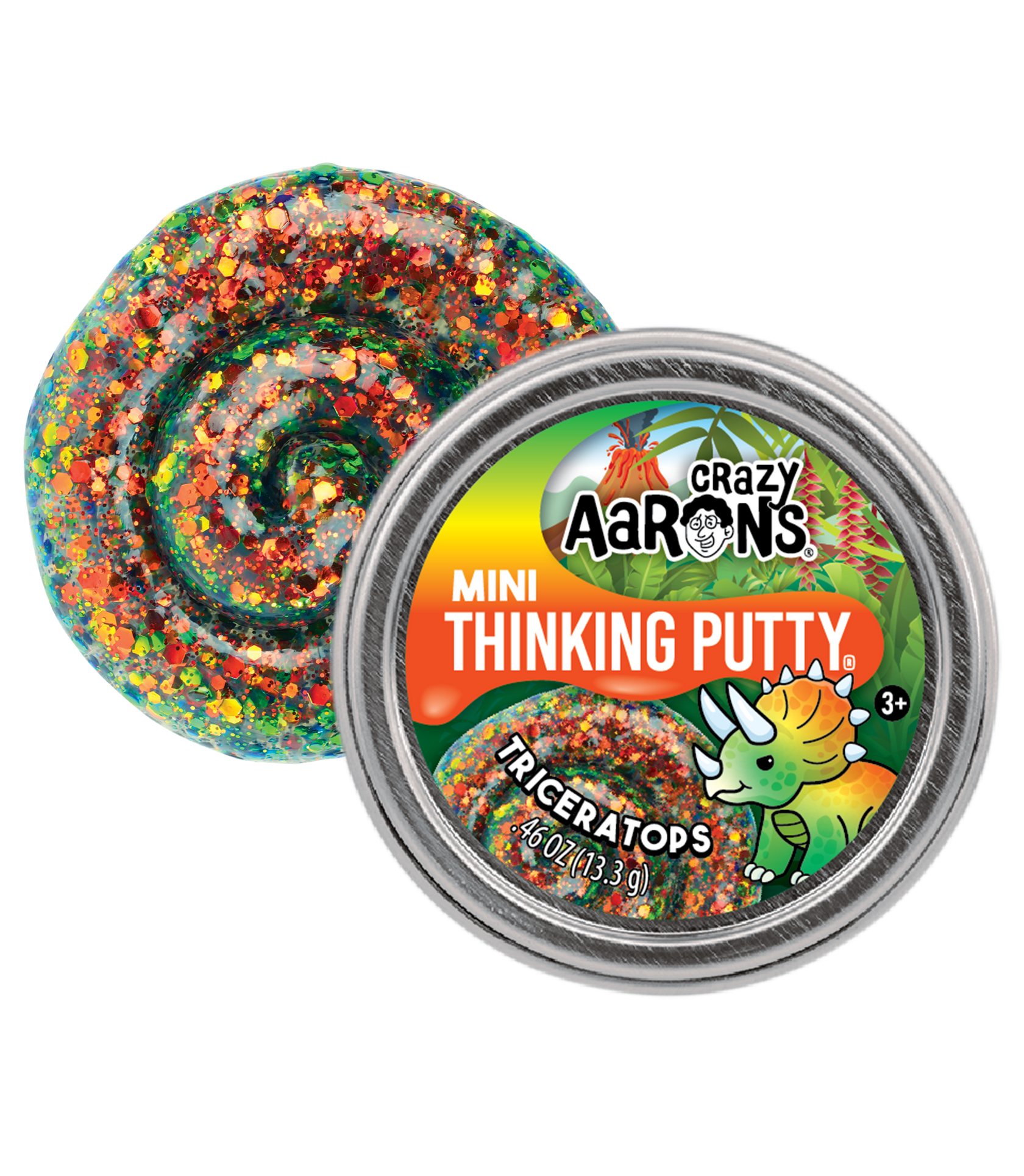 Crazy Aaron's Mini Triceratops - 2" Thinking Putty Tin - Tiny Tots Boutique