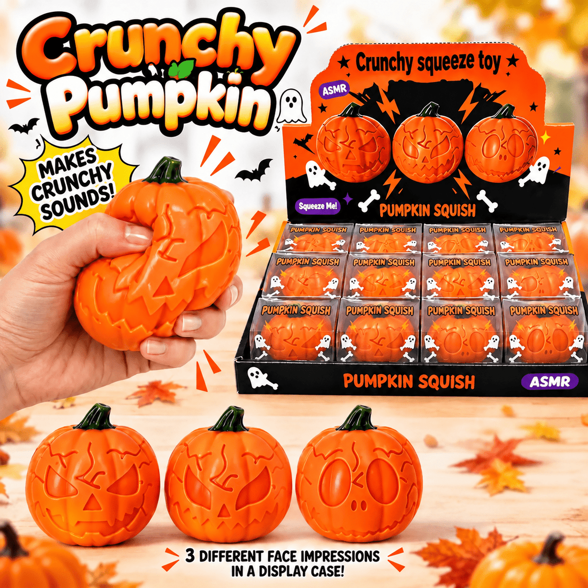 Crunchy Pumpkin ASMR Squishy - Halloween Squishy - Tiny Tots Boutique