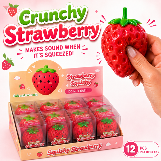 Crunchy Strawberry ASMR Crunch Squishy Stress Toy - Tiny Tots Boutique