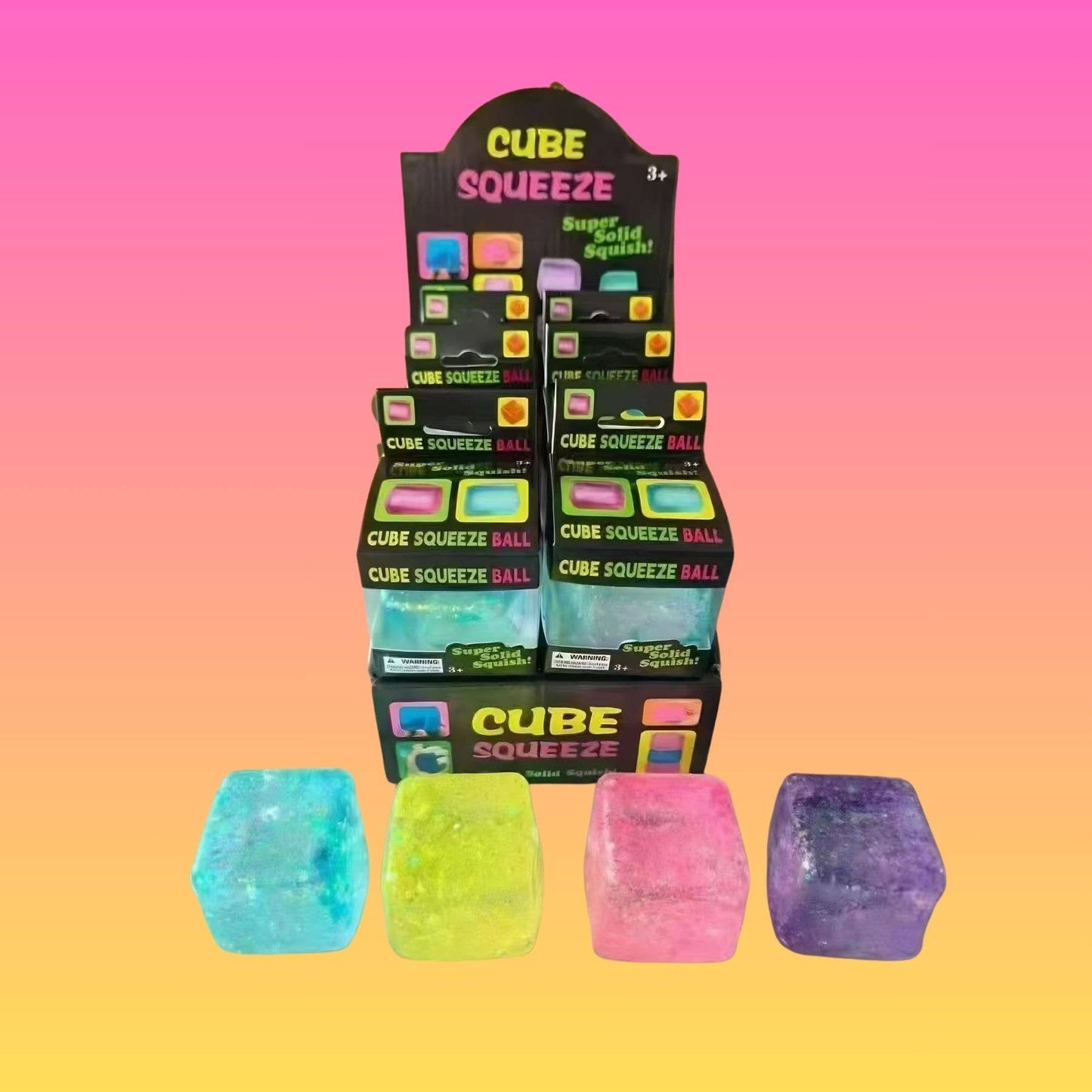 Cube Squeeze Ball – Glitter Ice Cube Edition - Tiny Tots Boutique