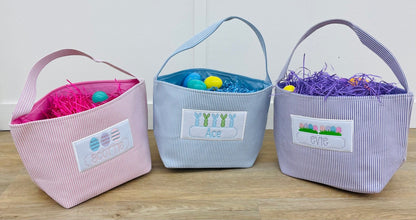 Custom Embroidered Easter Basket - Eggs Trio - Tiny Tots Boutique