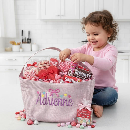 Custom Embroidered Valentine's Basket - Tiny Tots Boutique