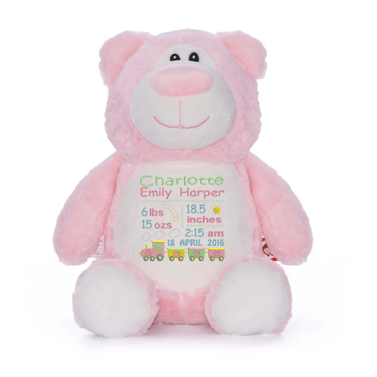 Custom Train Birth Announcement Stuffed Animal - ST509 - 19 - Tiny Tots Boutique
