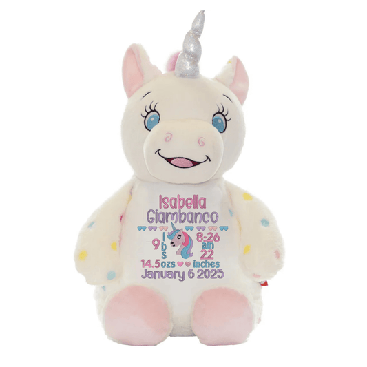 Custom Unicorn Birth Announcement Stuffed Animal - ST509 - 55 - Tiny Tots Boutique