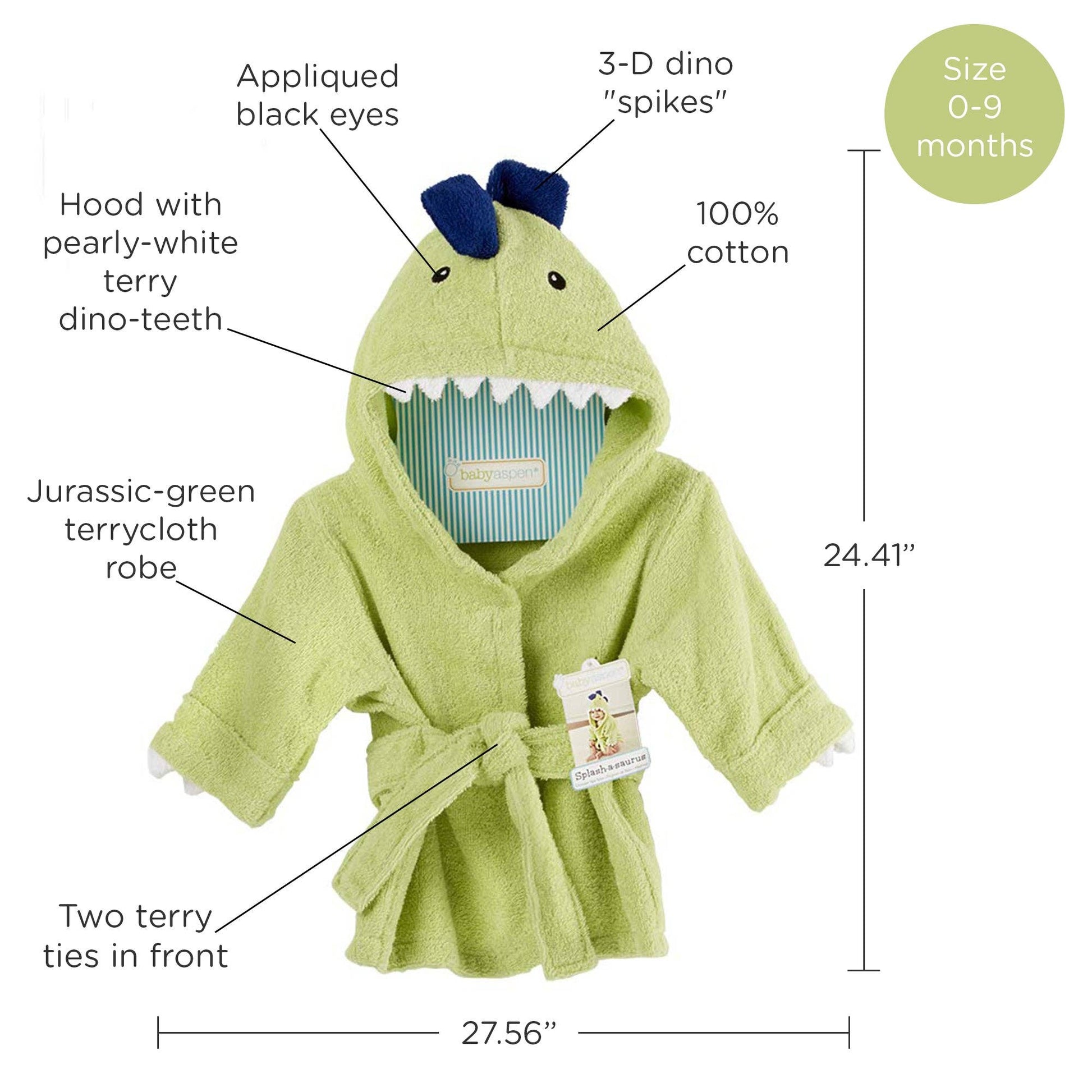 Dinosaur Hooded Baby Robe - (Personalization available) - Tiny Tots Boutique