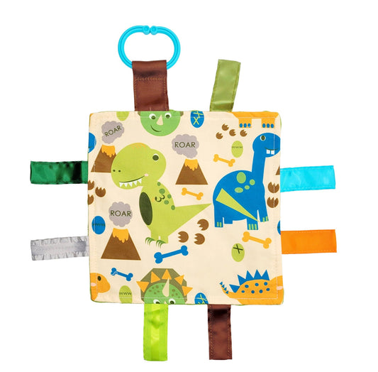 Dinosaur T - Rex Triceratops Crinkle Tag Square 8"x 8" - Tiny Tots Boutique