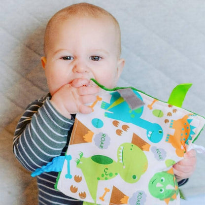 Dinosaur T - Rex Triceratops Crinkle Tag Square 8"x 8" - Tiny Tots Boutique