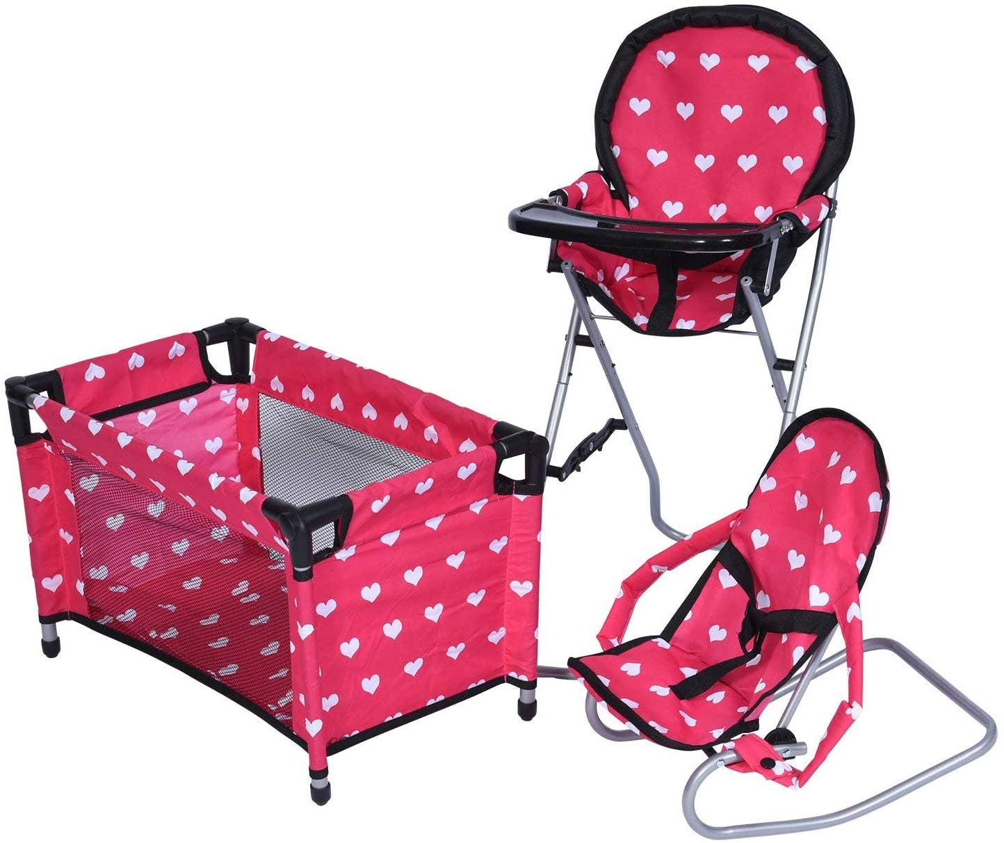 Dolls Mega Play set with High Chair, Bouncer and Pack N Play - Tiny Tots Boutique