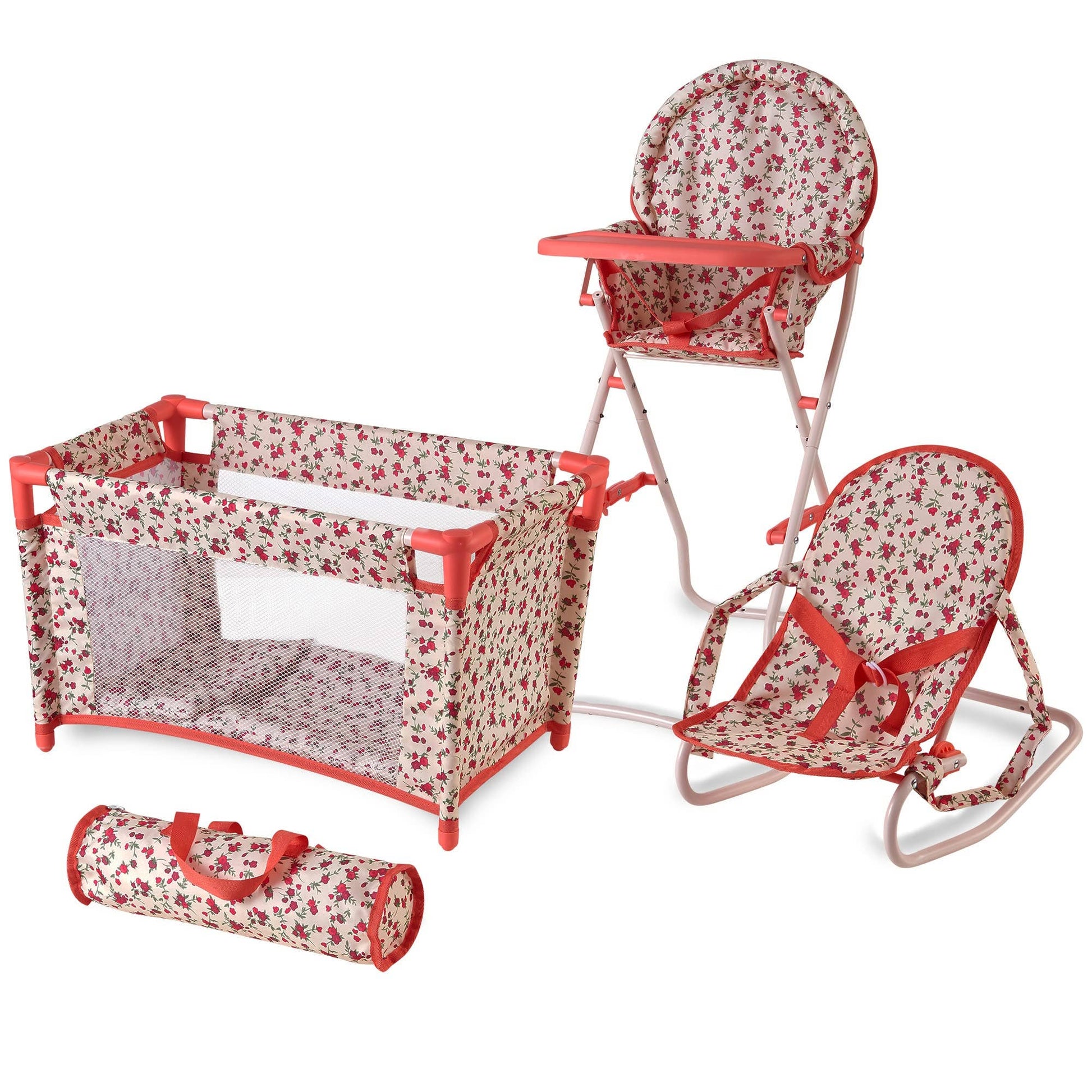 Dolls Mega Play set with High Chair, Bouncer and Pack N Play - Tiny Tots Boutique