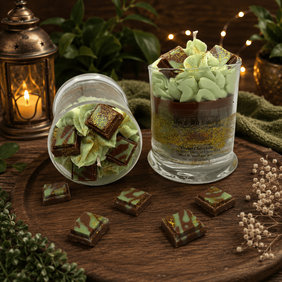 Dubai Chocolate Candle. 13 oz. Large Soy Dessert Candle - Tiny Tots Boutique