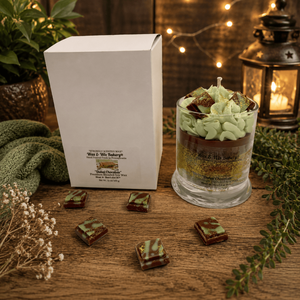 Dubai Chocolate Candle. 13 oz. Large Soy Dessert Candle - Tiny Tots Boutique