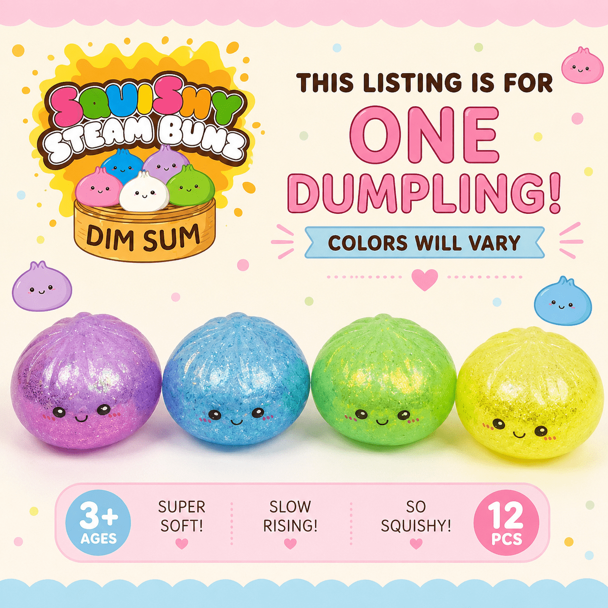 Dumpling Squishy  – Viral Mystery Dumplings Glitter Edition - Tiny Tots Boutique
