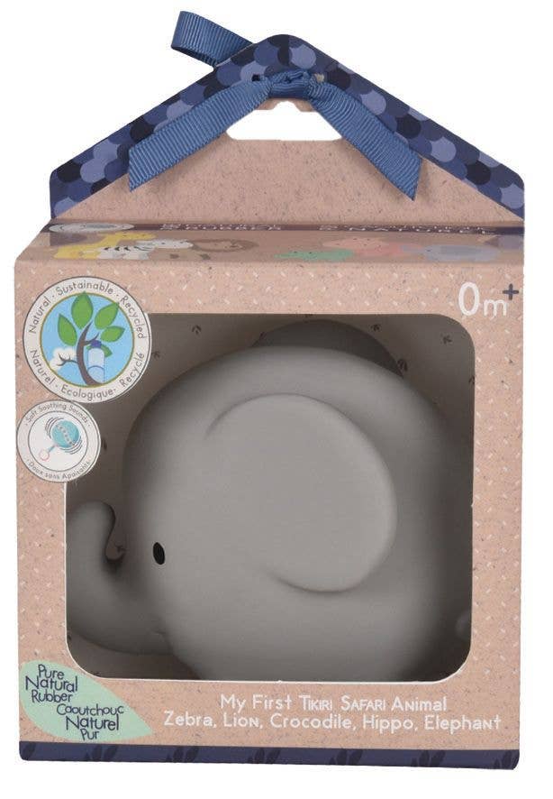 Elephant Natural Organic Rubber Teether, Rattle & Bath Toy - Tiny Tots Boutique
