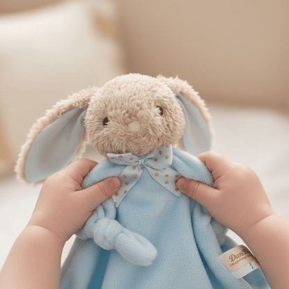 Embroidered Baby Bunny Lovey - Blue - Tiny Tots Boutique