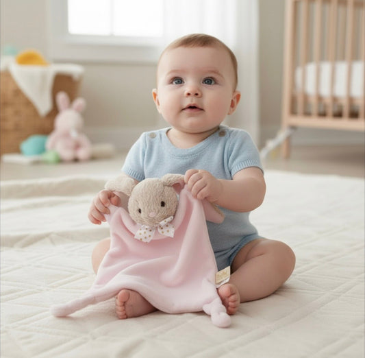 Embroidered Baby Bunny Lovey - Pink - Tiny Tots Boutique