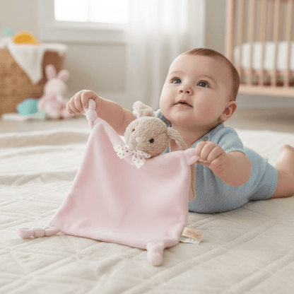 Embroidered Baby Bunny Lovey - Pink - Tiny Tots Boutique