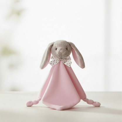 Embroidered Baby Bunny Lovey - Pink - Tiny Tots Boutique