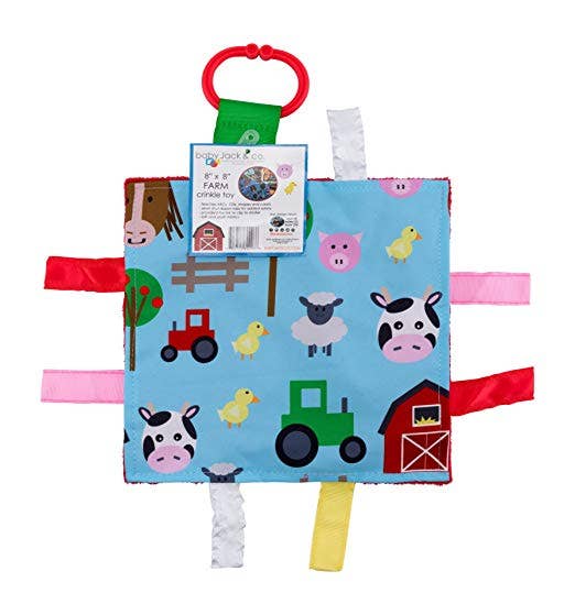 Farm Agriculture Cows Pigs Horses Chickens Baby Tag Crinkle - Tiny Tots Boutique