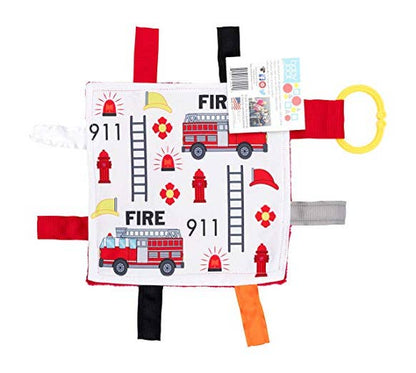Firetruck Crinkle Tag Square 8x8 Teach at Home Toy - Tiny Tots Boutique