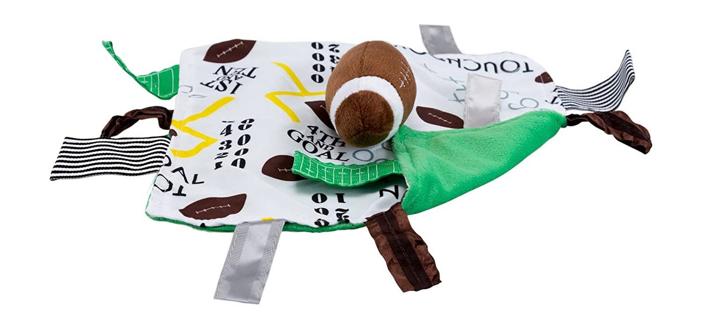 Football Baby Learning Lovey Tag Stroller Toy 10" x 10" - Tiny Tots Boutique