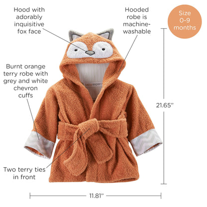 Fox Hooded Baby Robe - (Personalization available) - Tiny Tots Boutique