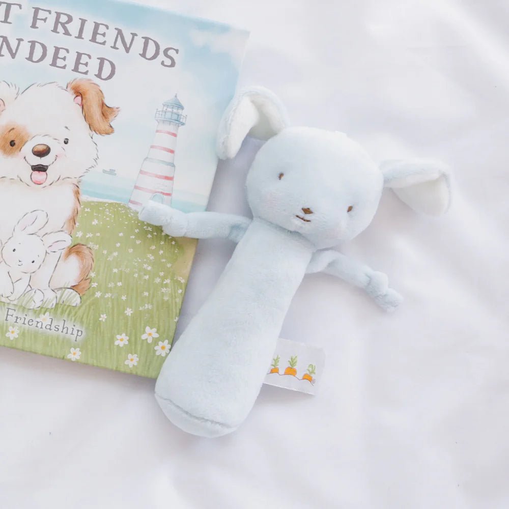 Friendly Chime Blue Puppy Rattle - Tiny Tots Boutique