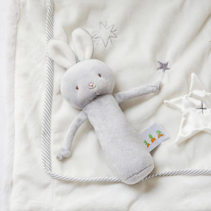 Friendly Chime Gray Bunny Rattle - Tiny Tots Boutique