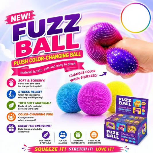 Fuzz Ball Squishy – Plush Color-Changing Stress Ball - Tiny Tots Boutique