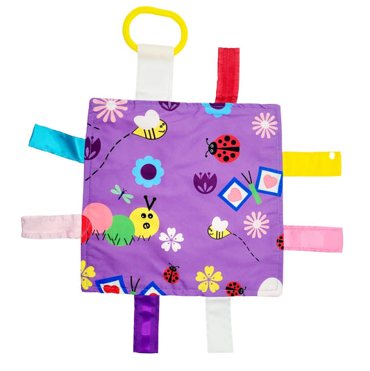 Garden Butterfly Bees Crinkle Tag Square Baby Toy 8"x 8" - Tiny Tots Boutique