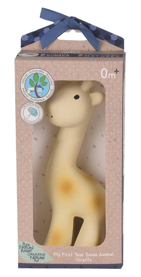 Giraffe Natural Organic Rubber Teether, Rattle & Bath Toy - Tiny Tots Boutique